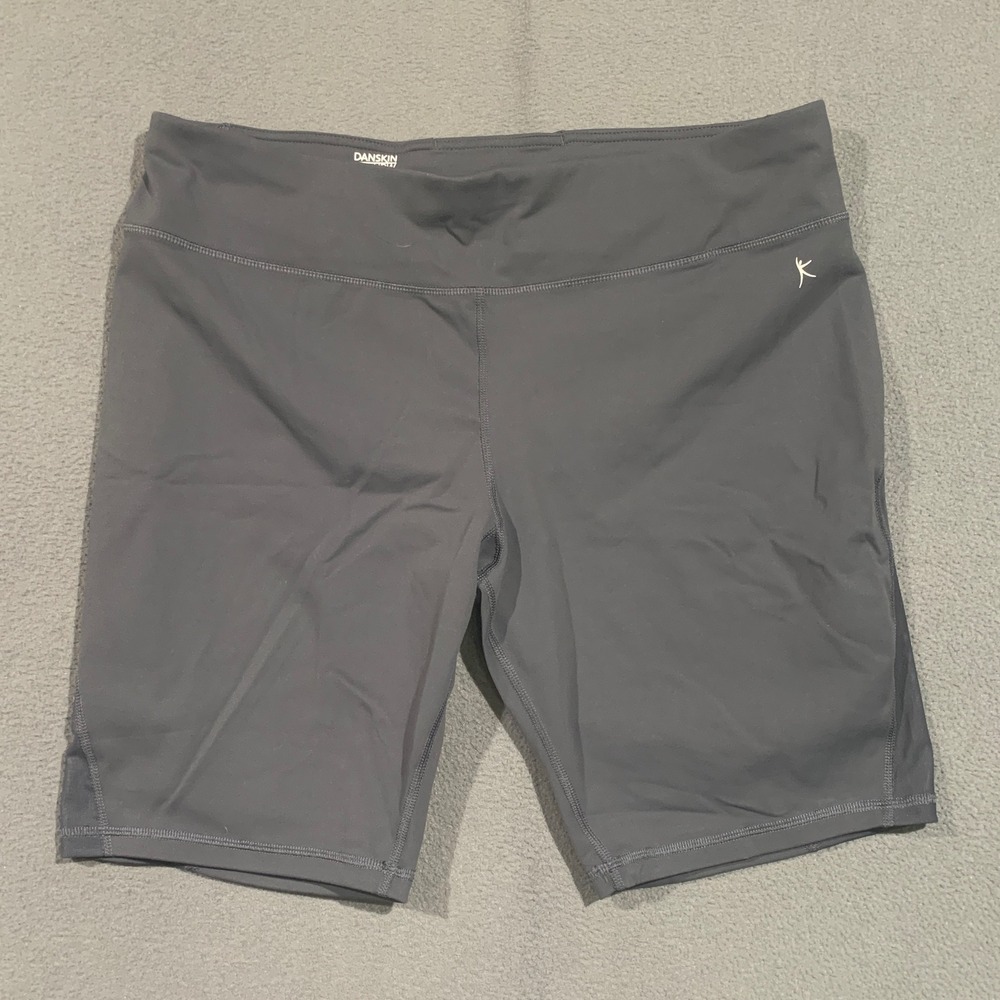 Danskin‎ Now Womens XL Greystone Fitted Mesh Panel Bike Shorts DNL36240L Grey